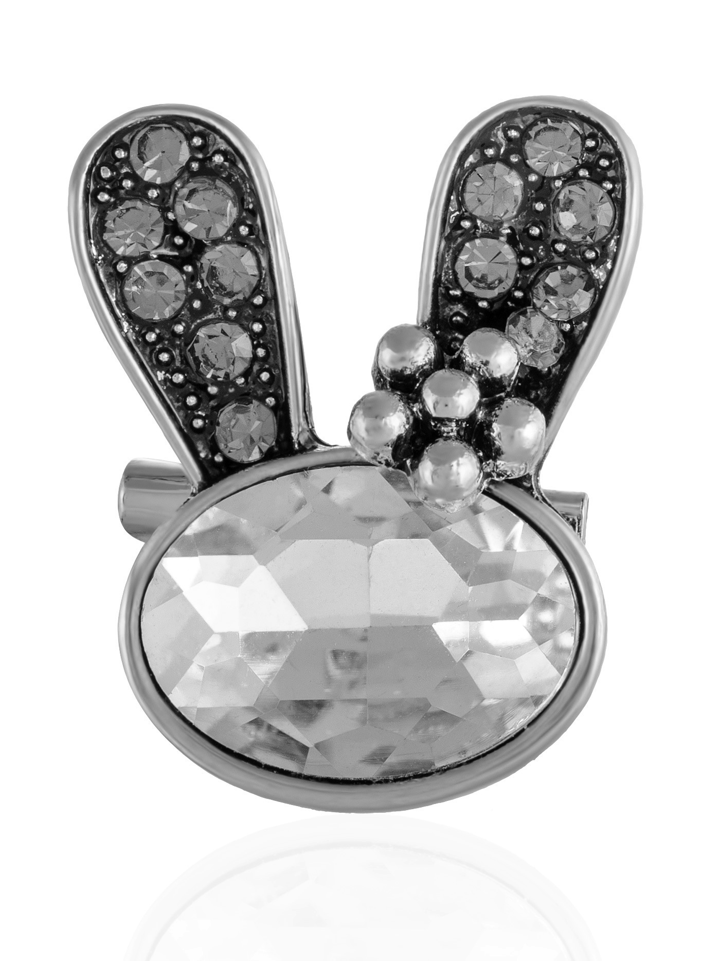 Дизайнерская брошь Кролик (заяц) с кристаллами, символ Нового Года 2023