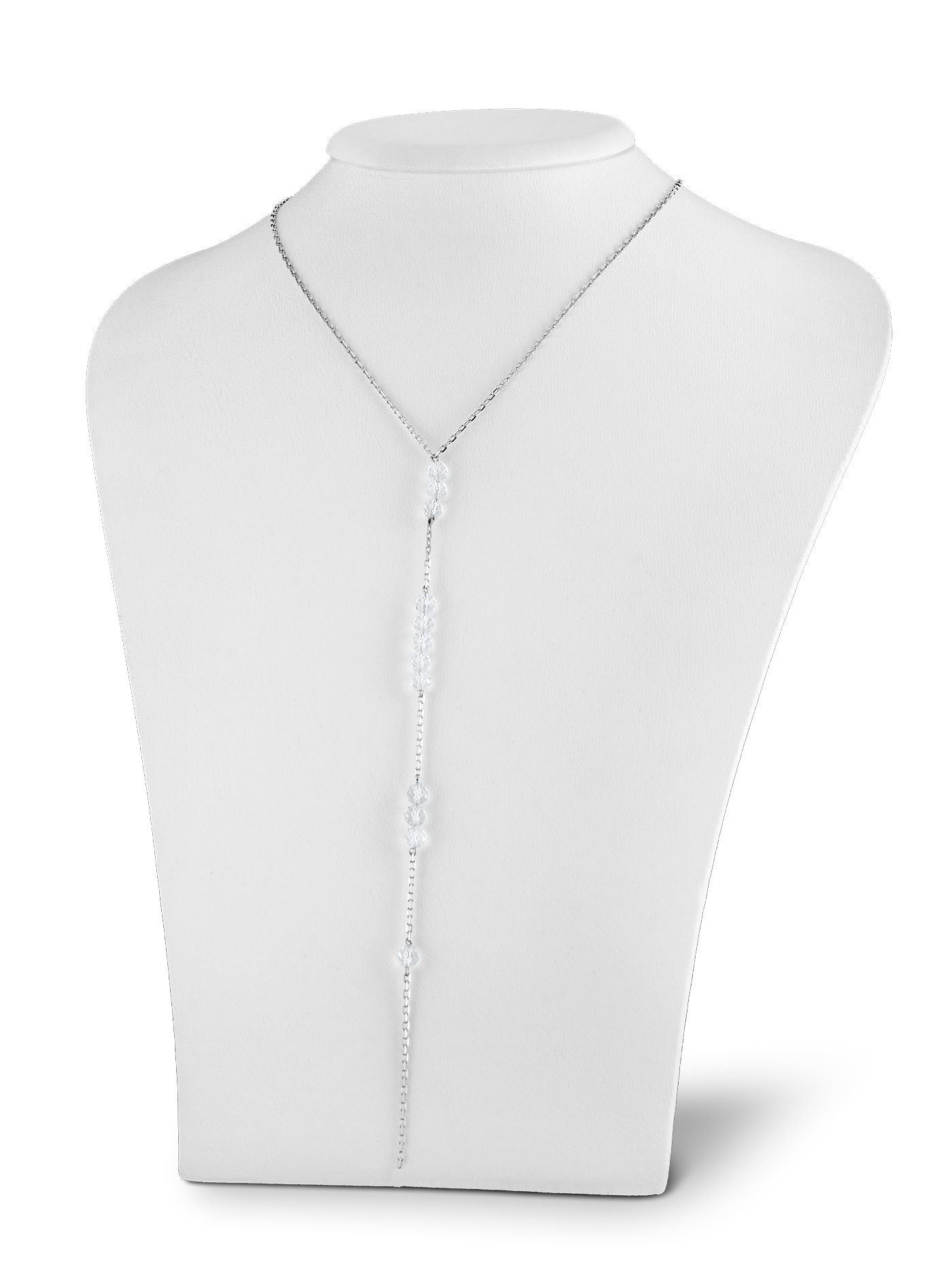 Серебряный чокер галстук на шею с натуральным горным хрусталем