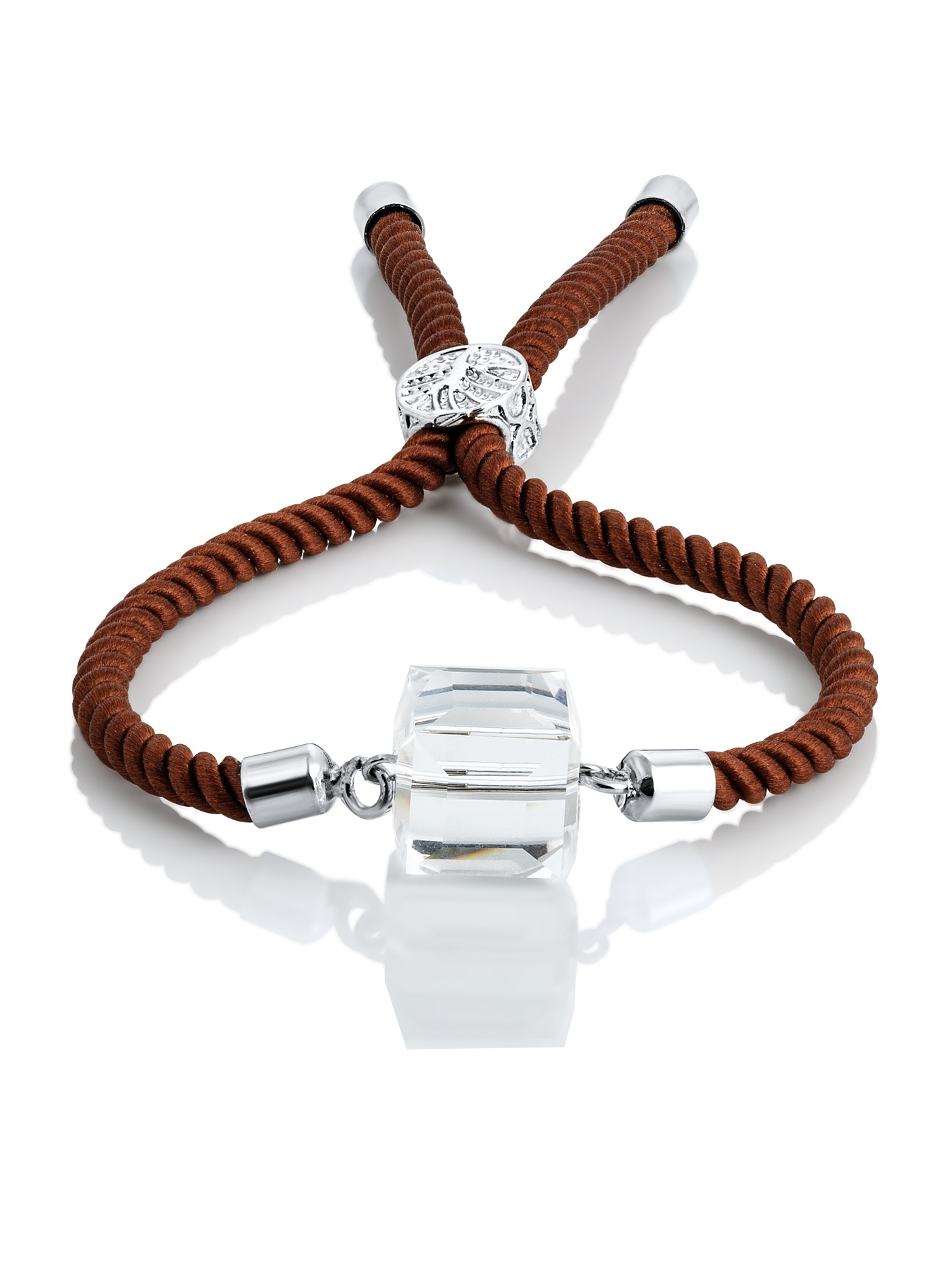 Женский коричневый браслет на руку с прозрачным кристаллом Swarovski