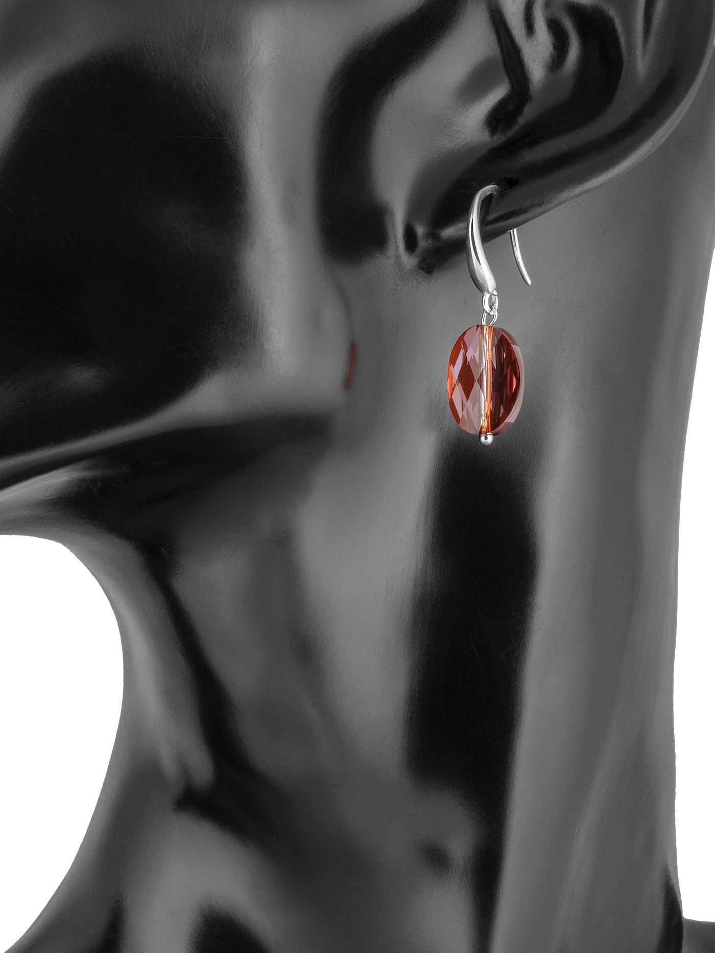 Серебряные серьги с кристаллами Swarovski Red Magma