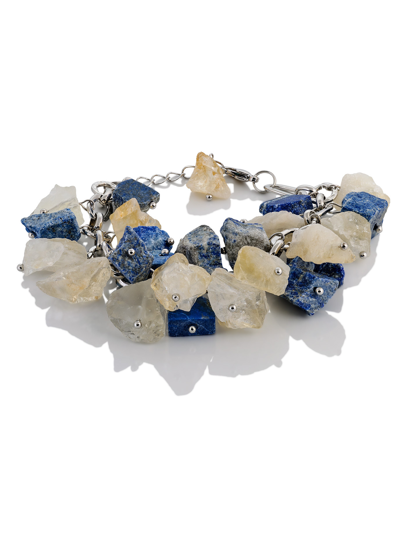 Женский браслет - гроздь на руку с натуральными камнями лазурита и цитрина