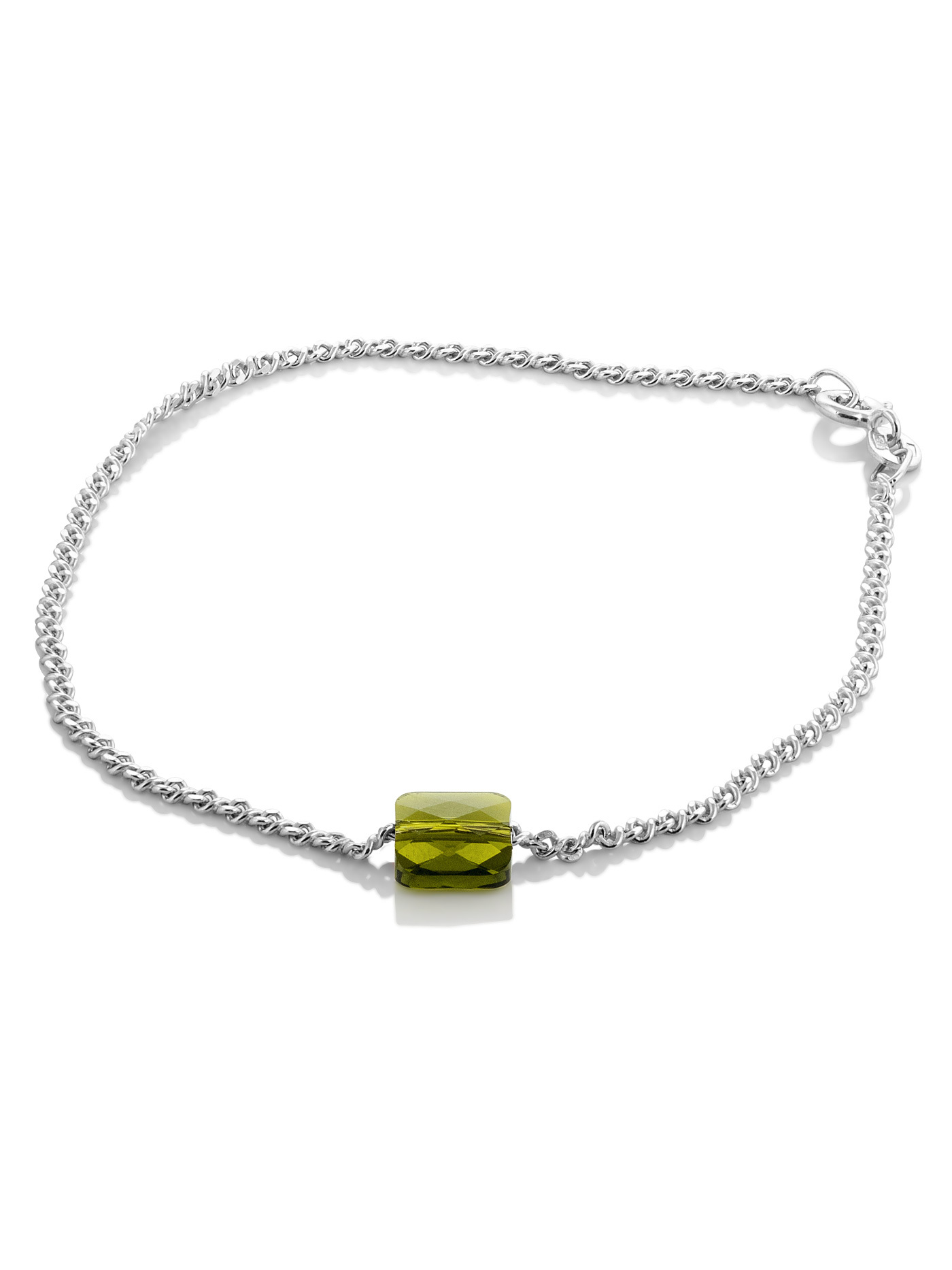 Серебряный браслет на ногу с кристаллом Swarovski