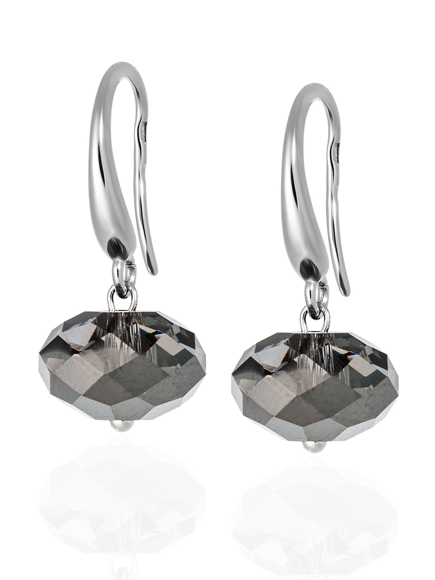 Серебряные серьги с серебристыми премиум-кристаллами