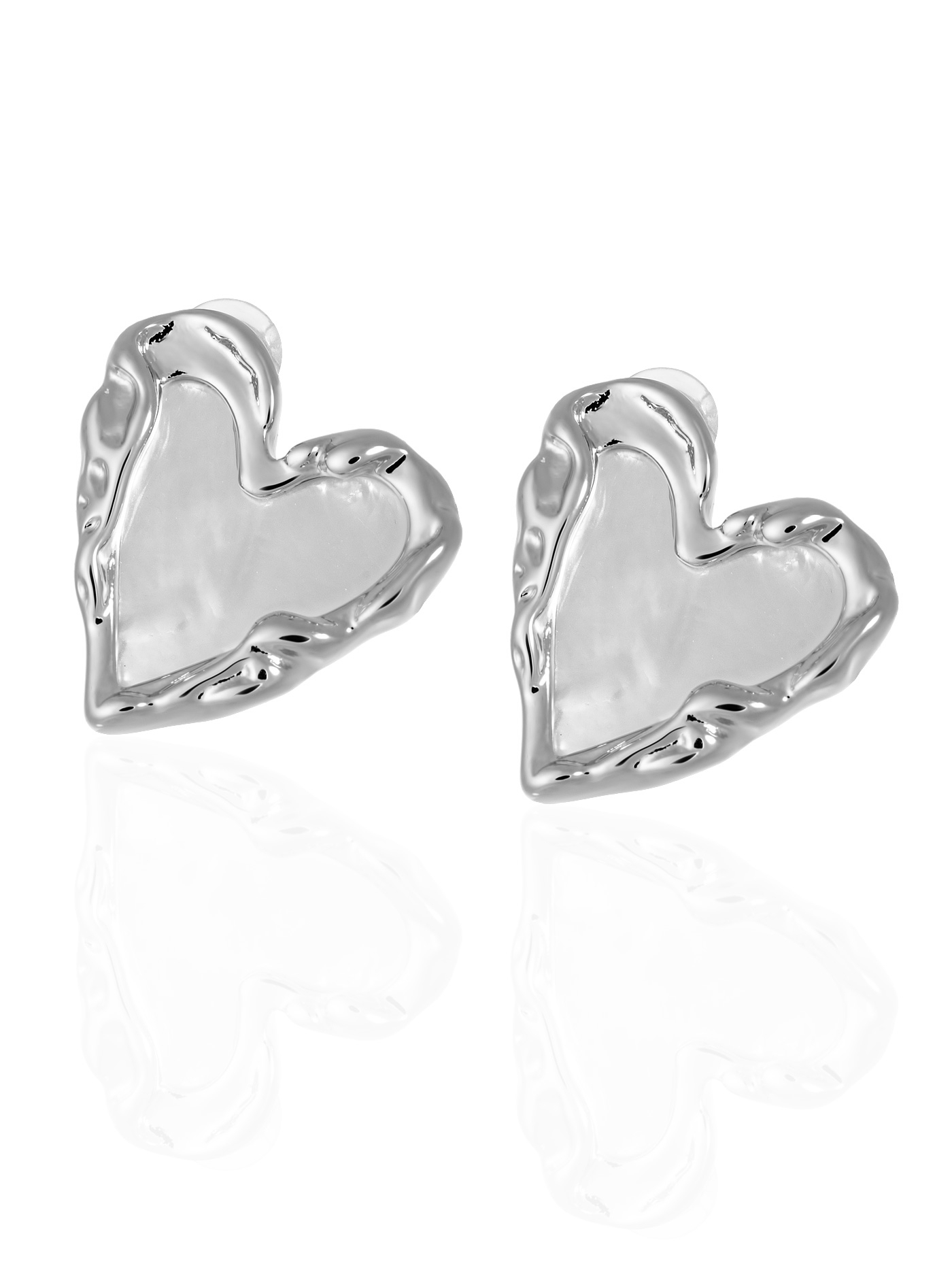 Серебристые женские серьги Сердечки