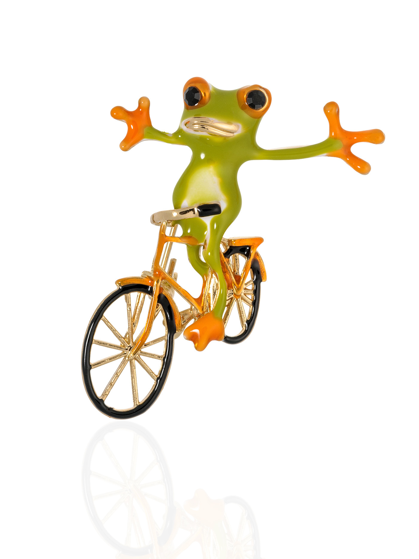 Брошь Лягушка на велосипеде