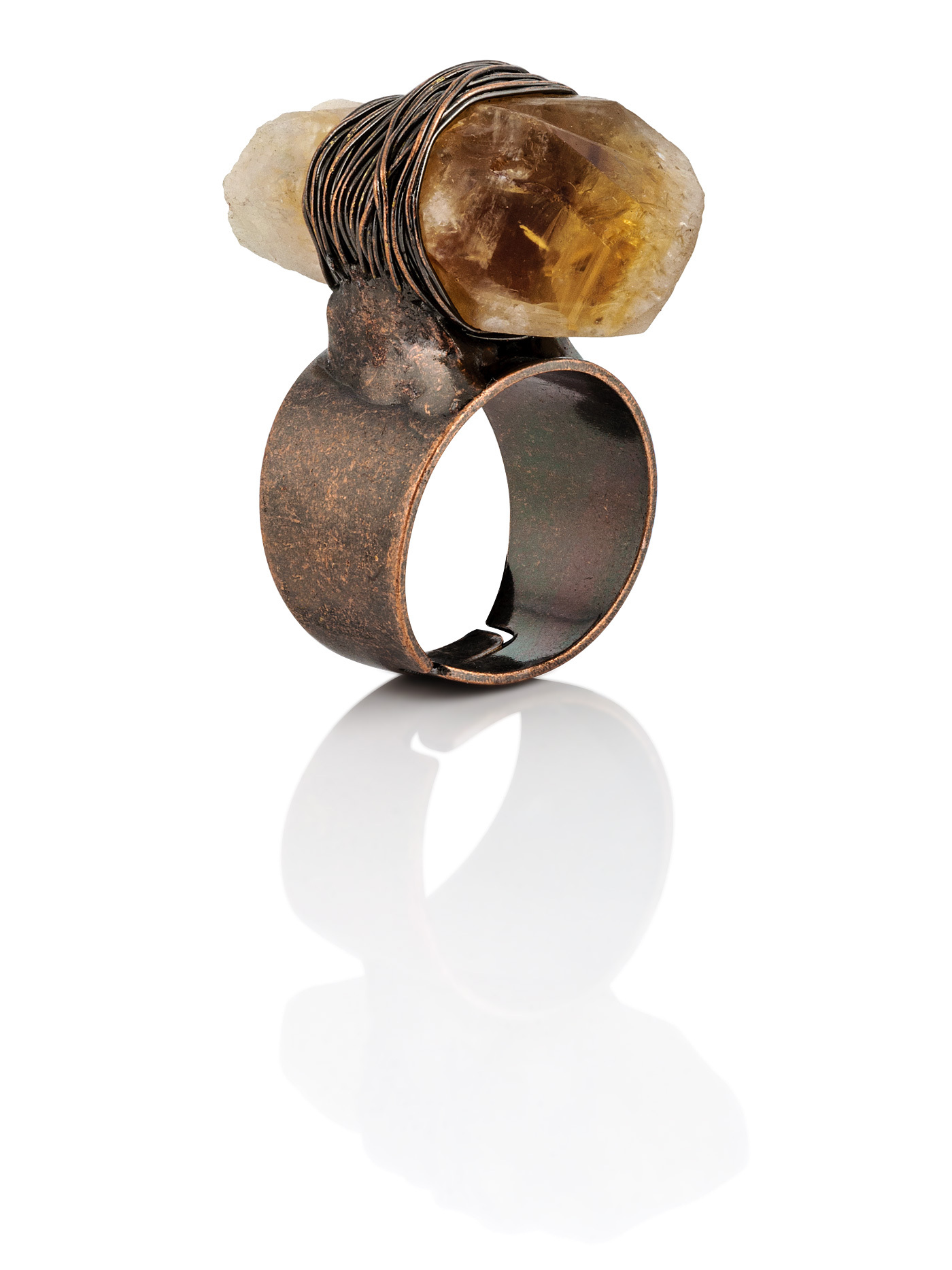 Дизайнерское кольцо женское с натуральным цитрином