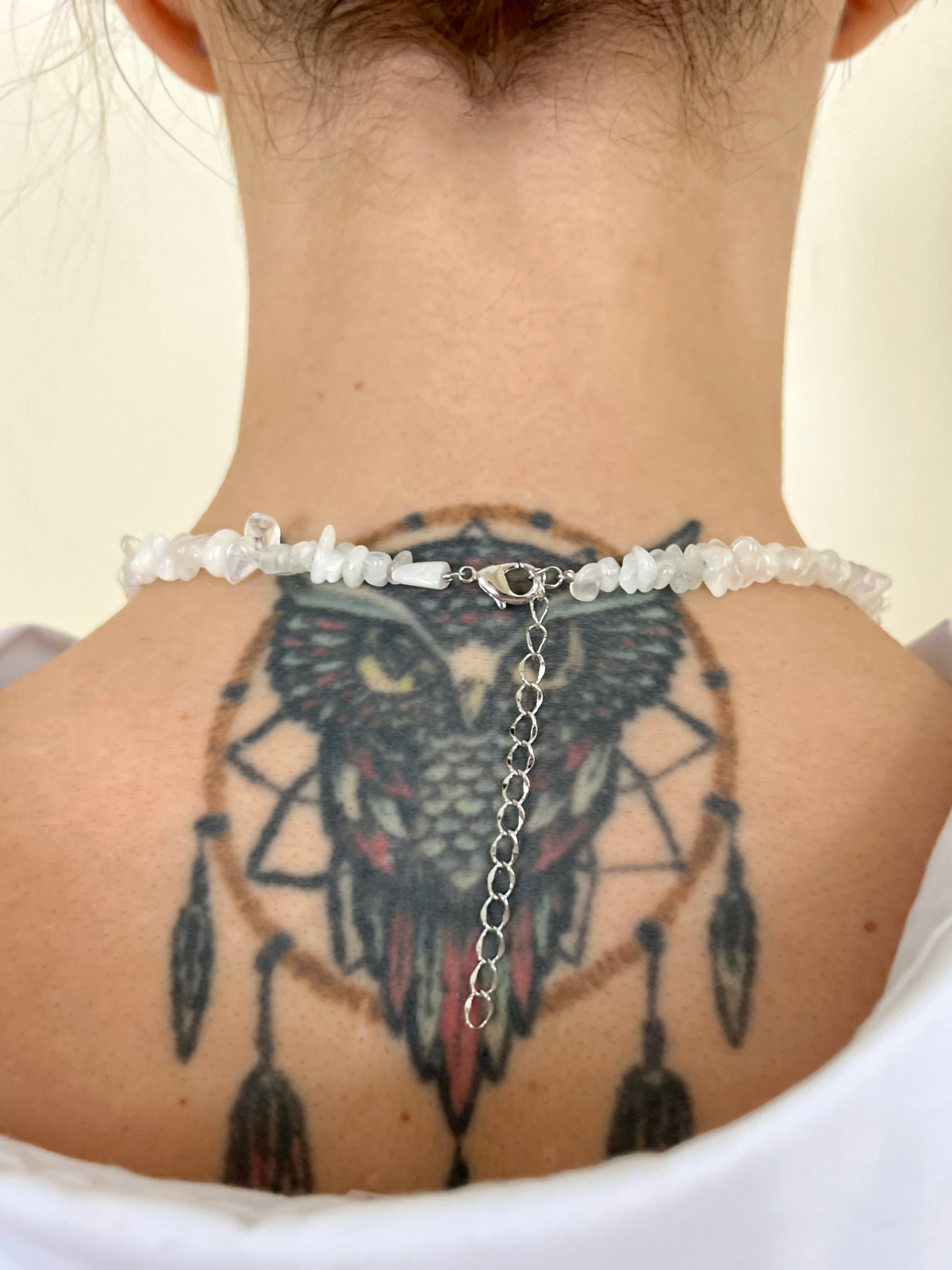 Женский чокер на шею с натуральным лунным камнем