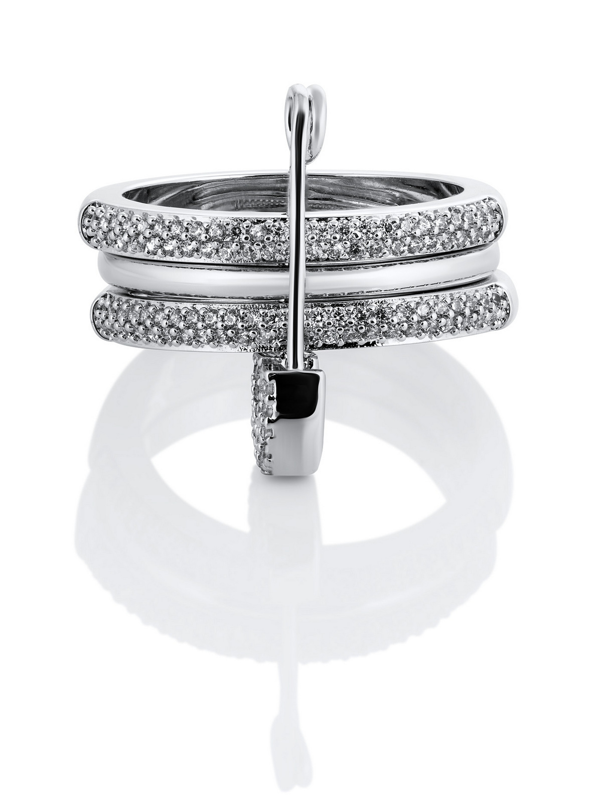Женское дизайнерское кольцо с фианитами